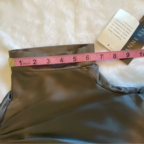 Anne Klein Silk Fitted Taupe Blouse/Top-Side Zip-Empire Waist Sz 6 - Picture 12 of 13